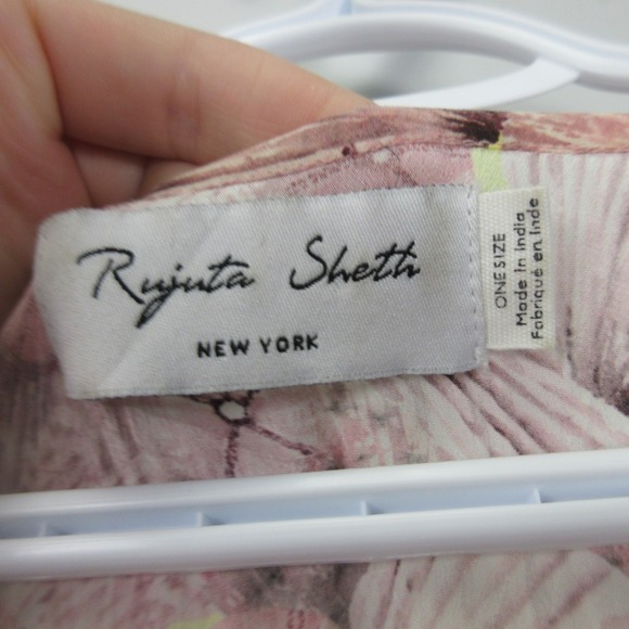 Anthropologie Rujuta Sheth Pink Floral V Neck Kaftan Maxi Dress O/S Beach Cover - Picture 8 of 14